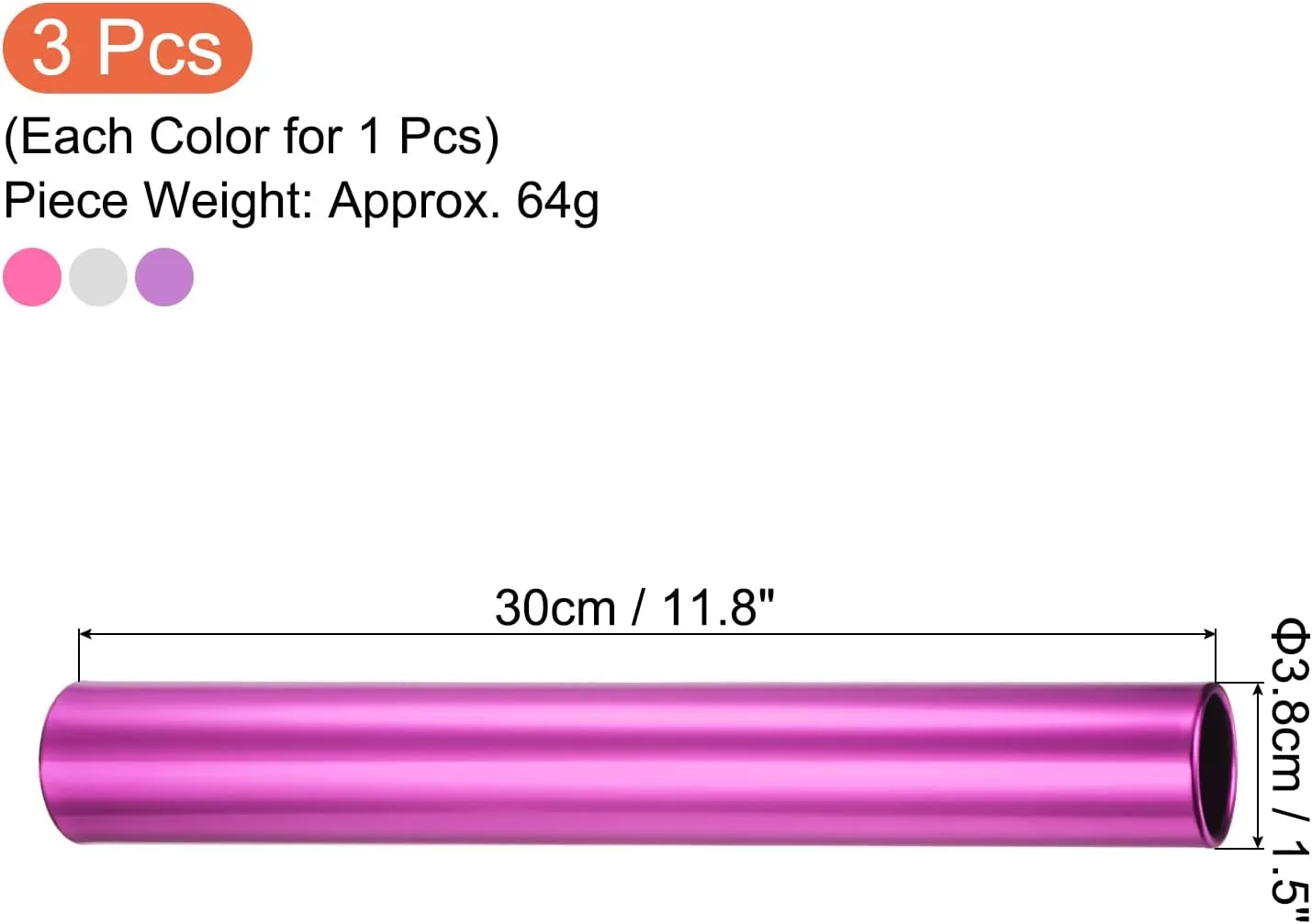 PATIKIL Relay Track Batons Set, Aluminum Alloy Tube Field Running Race Stick for Outdoor Athletics Sport Game Tool