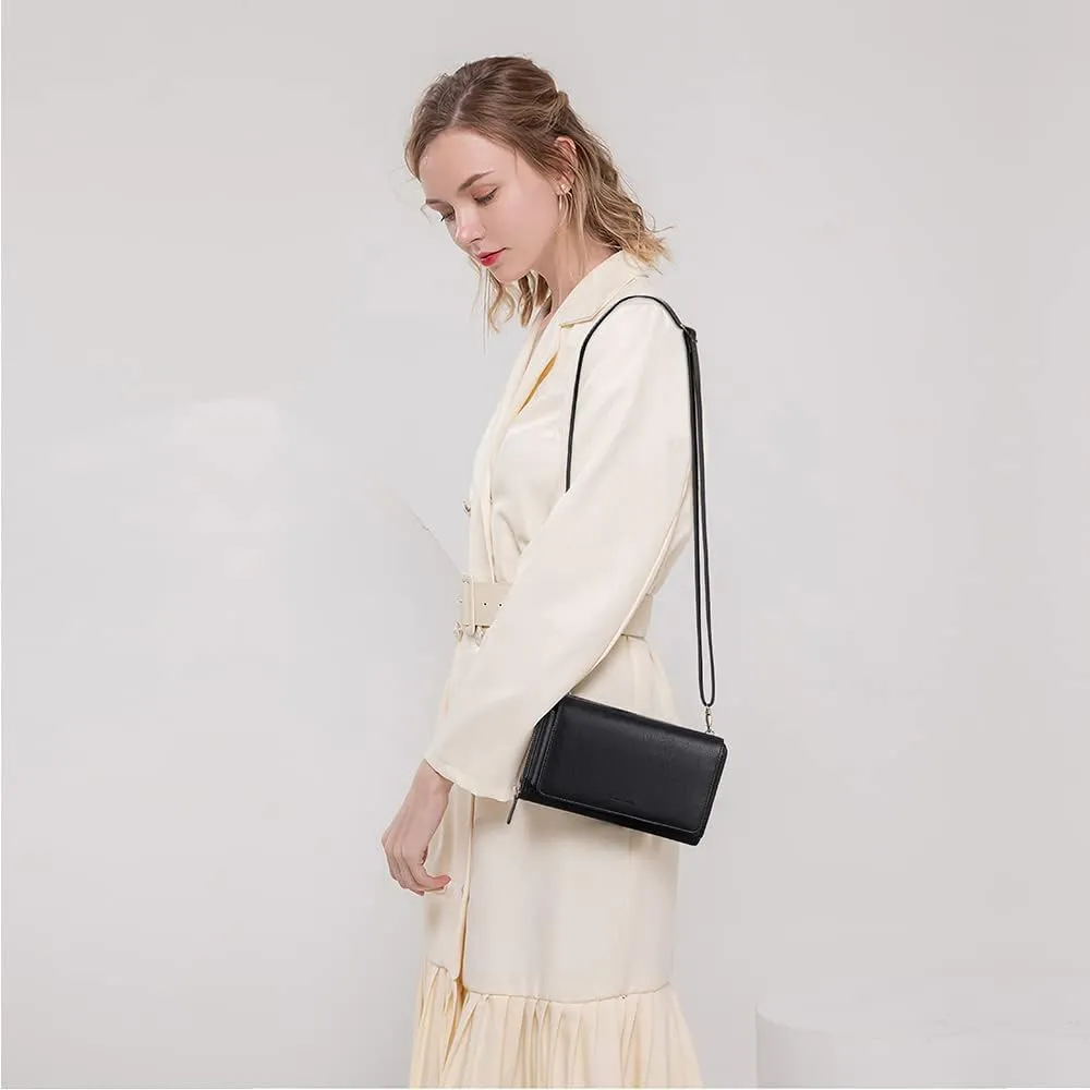 Peacocktion Women Wallet Purse Card Holder with RFID, Large Capacity Crossbody Wristlet Clutch 2 Straps