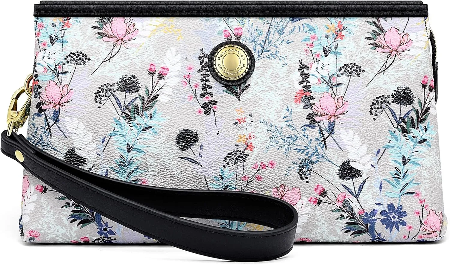 Peacocktion Wristlet Clutch Purses for Women, Leather RFID Wristlet Wallets for Women with Zipper, Travel Purse