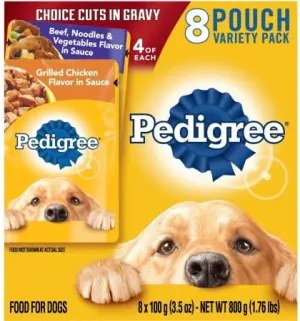 Pedigree Choice Cuts Variety Pack Beef, Grilled Chicken Wet Dog Food (Pack of 2)