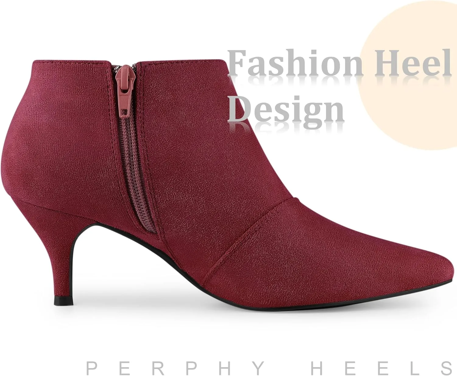 Perphy Pointed Toe Cutout Kitten Heel Ankle Booties for Women