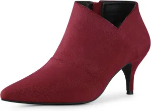 Perphy Pointed Toe Cutout Kitten Heel Ankle Booties for Women