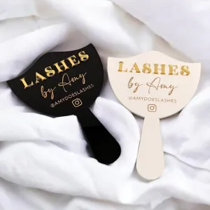 Personalised Eyelash Technician Prop,Handheld Mirror Social Media Prop,Lash Extension Face Paddle,Lash Room Decor,Aesthetics Signage