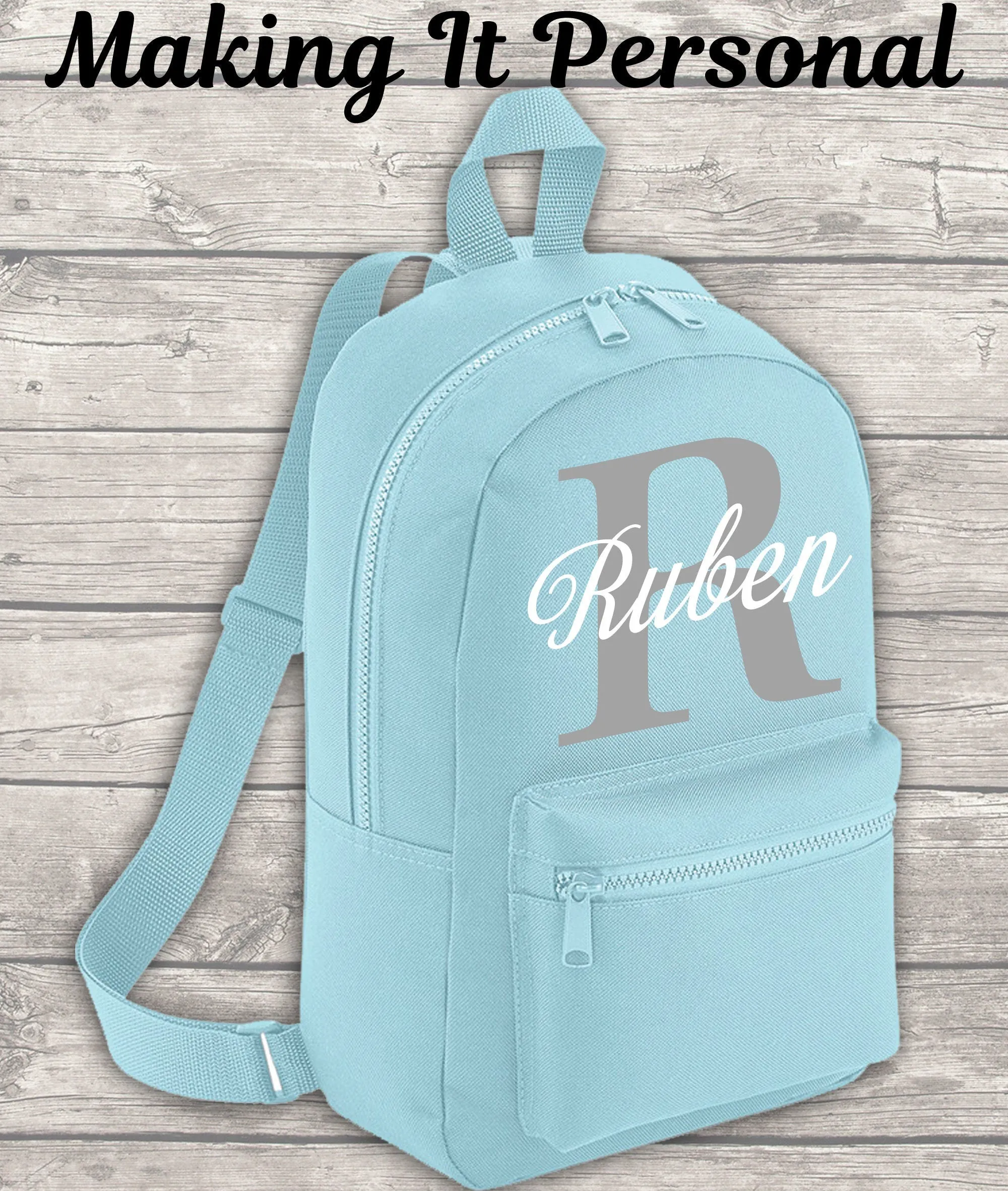 Personalised Mini Backpack ADD Your NAME and Initials Back To School Backpack Kids Backpack Child Backpack Toddler