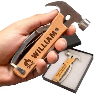Personalized All in One Survival Tools Hammer Multitool Gifts for Men, Stocking Stuffers for Him, Gifts for Him Husband Dad Grandpa Son for Christmas, Tools For Dad, Mens Birthday, Anniversary Gifts