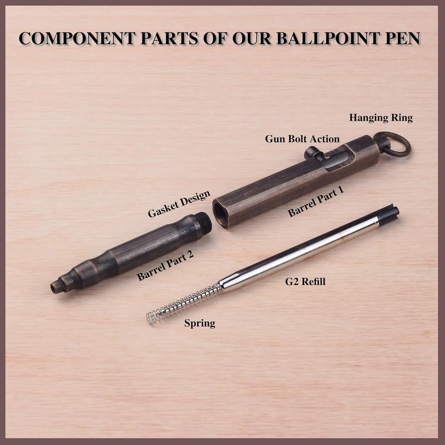 Personalized Bolt Action Pen Gift Set Free Engraved Customed Pocket EDC Brass Ballpoint Pen with 3 Refills Engravable for Personalization Office Decor Pen(Style 1 - Bronze)