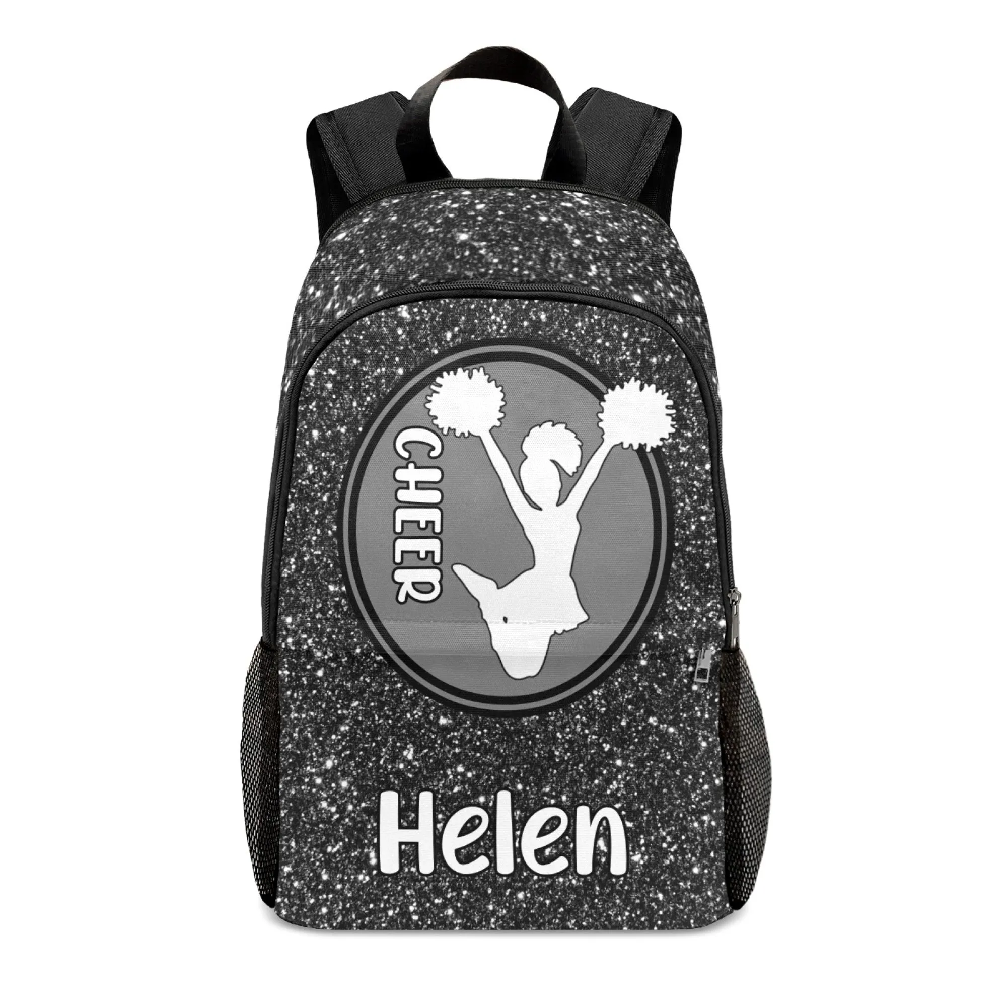 Personalized Cheer Cheerleader Green Black Red Blue Gold Grey Pink Purple All Over Print Casual Name Backpack