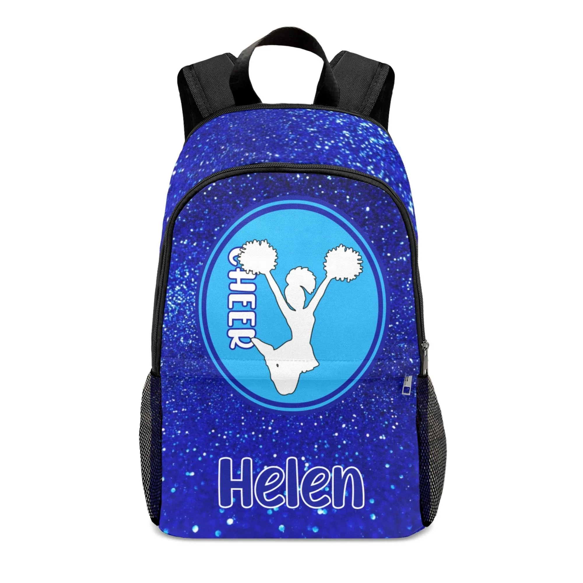 Personalized Cheer Cheerleader Green Black Red Blue Gold Grey Pink Purple All Over Print Casual Name Backpack