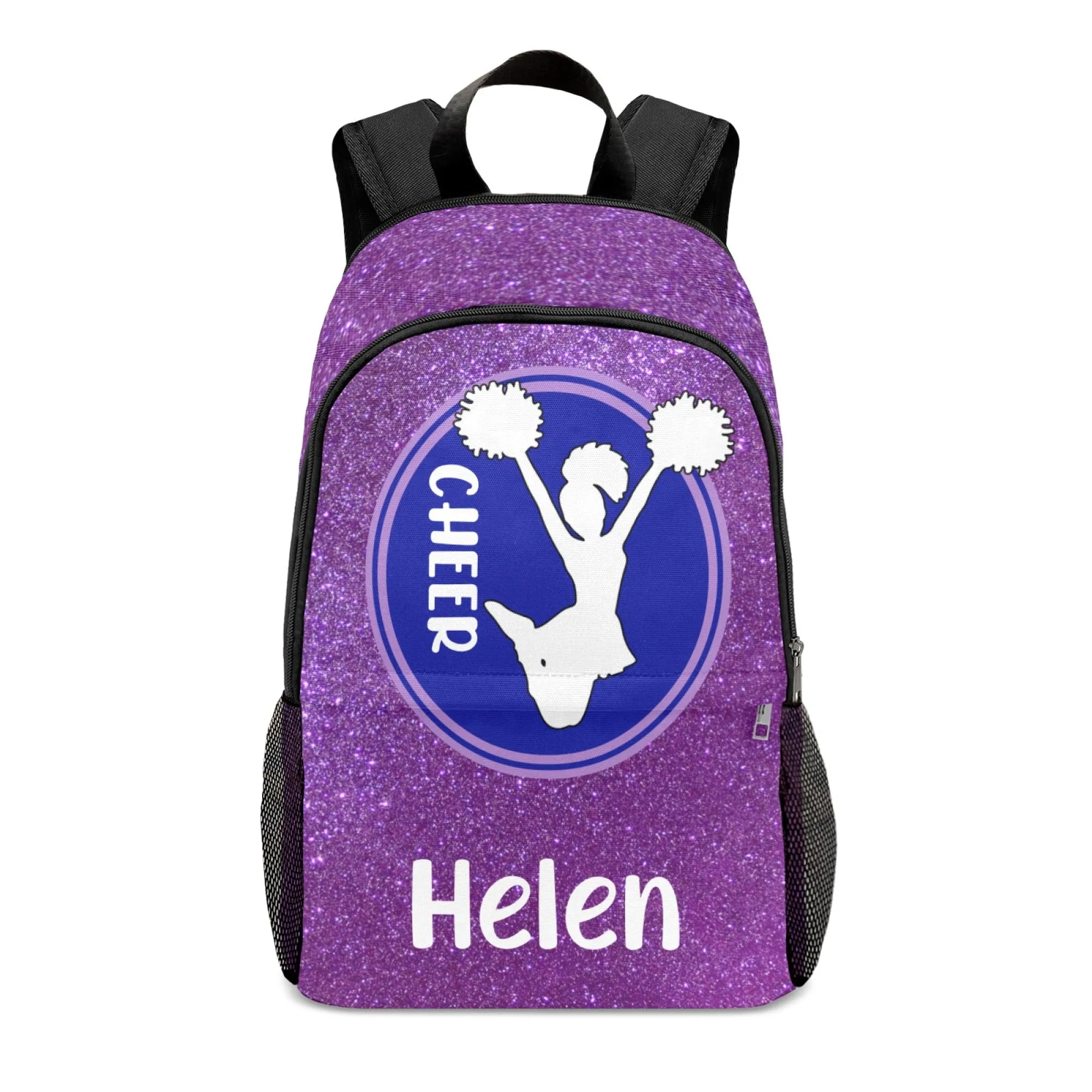 Personalized Cheer Cheerleader Green Black Red Blue Gold Grey Pink Purple All Over Print Casual Name Backpack