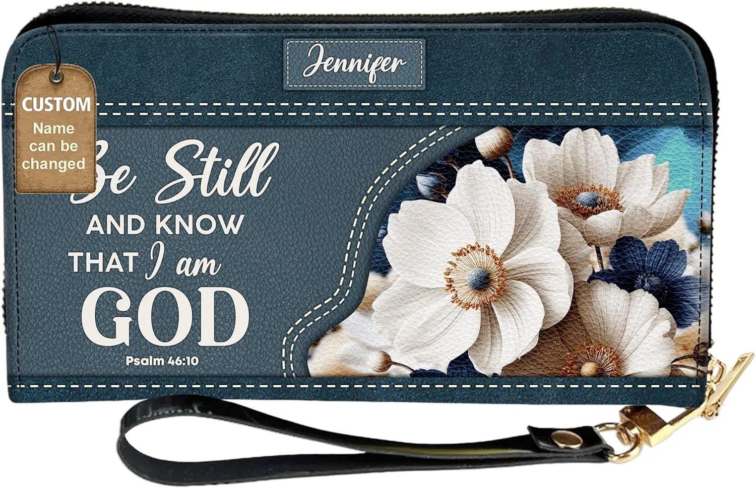 Personalized Leather Bible Clutch Wristlet Wallet for Women – Custom Name Christian Gifts, Ideal Religious Purse for Church, Mother’s Day Gift (Be Still And Know)