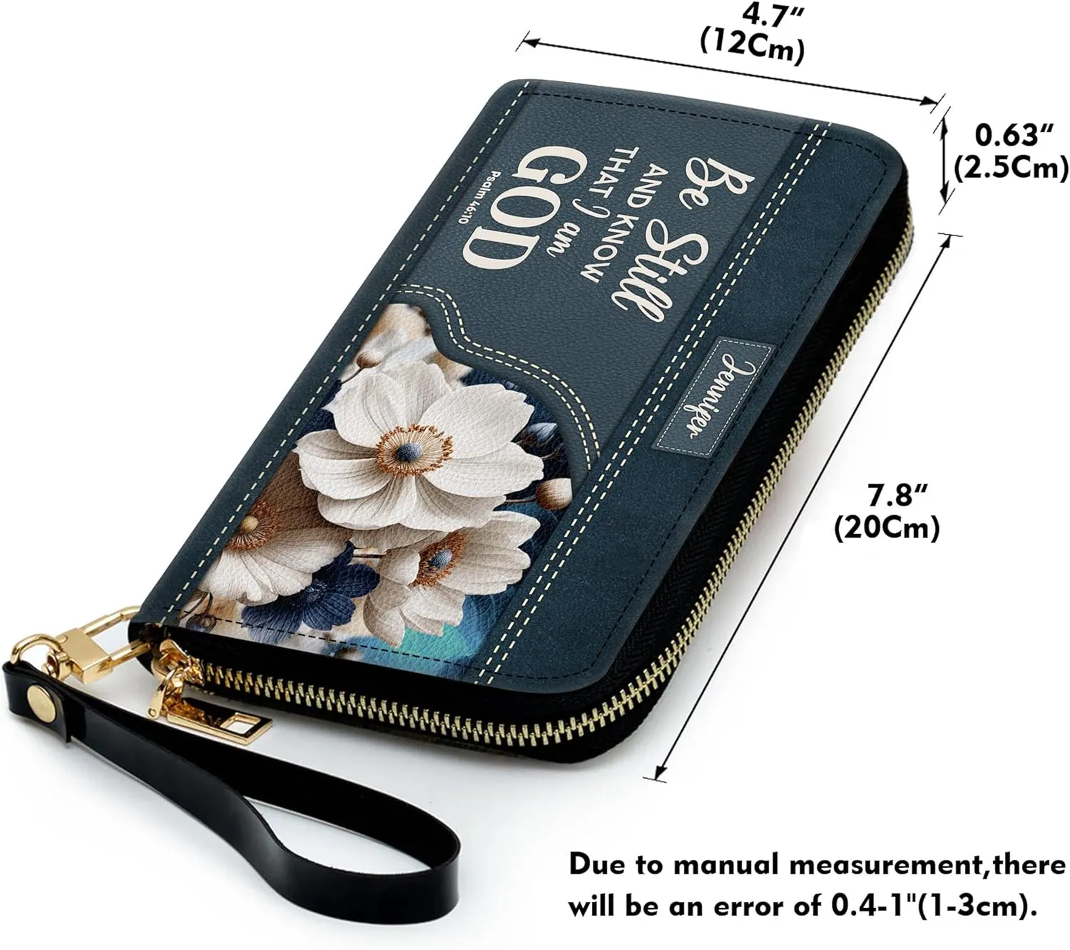 Personalized Leather Bible Clutch Wristlet Wallet for Women – Custom Name Christian Gifts, Ideal Religious Purse for Church, Mother’s Day Gift (Be Still And Know)