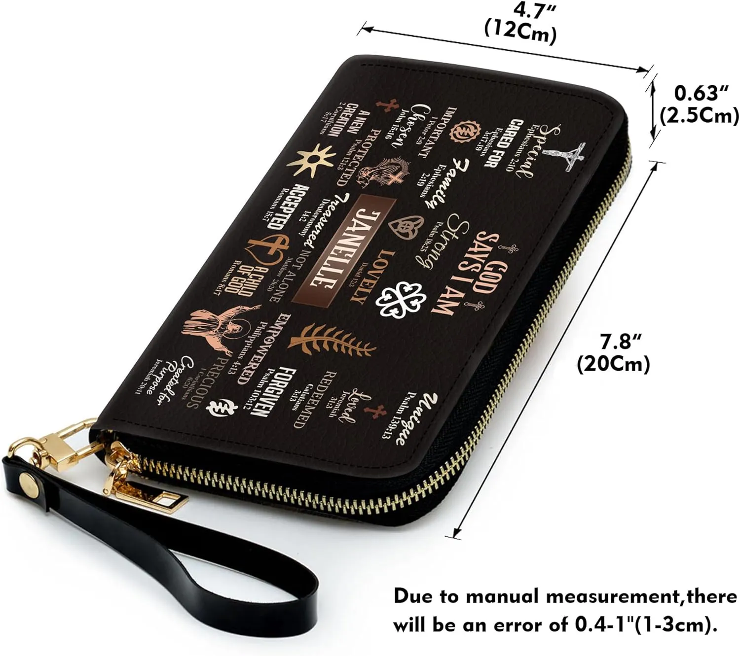 Personalized Leather Bible Clutch Wristlet Wallet for Women – Custom Name Christian Gifts, Ideal Religious Purse for Church, Mother’s Day Gift (God Say I Am)