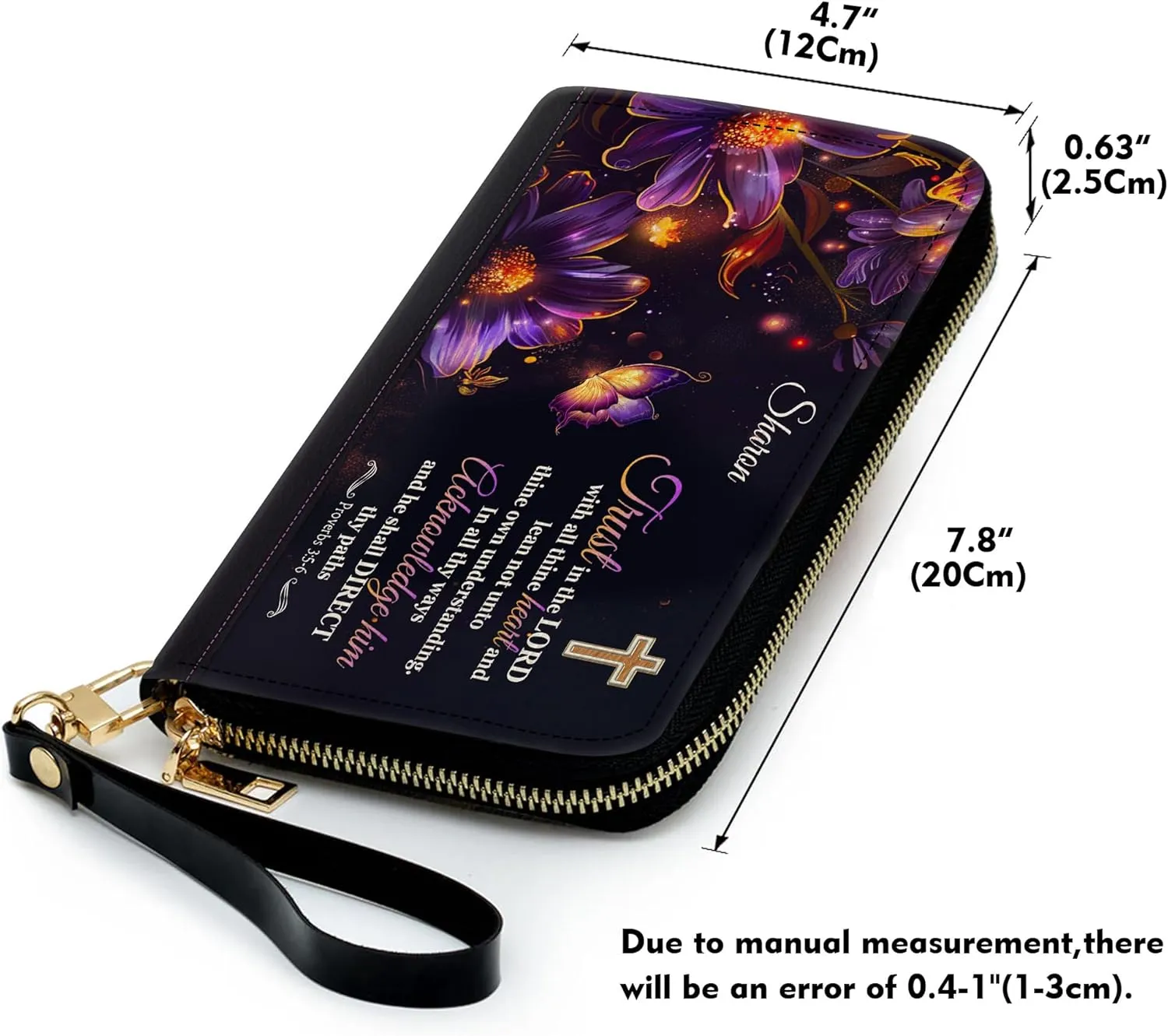 Personalized Leather Bible Clutch Wristlet Wallet for Women – Custom Name Christian Gifts, Ideal Religious Purse for Church, Mother’s Day Gift (Trust In The Lord)