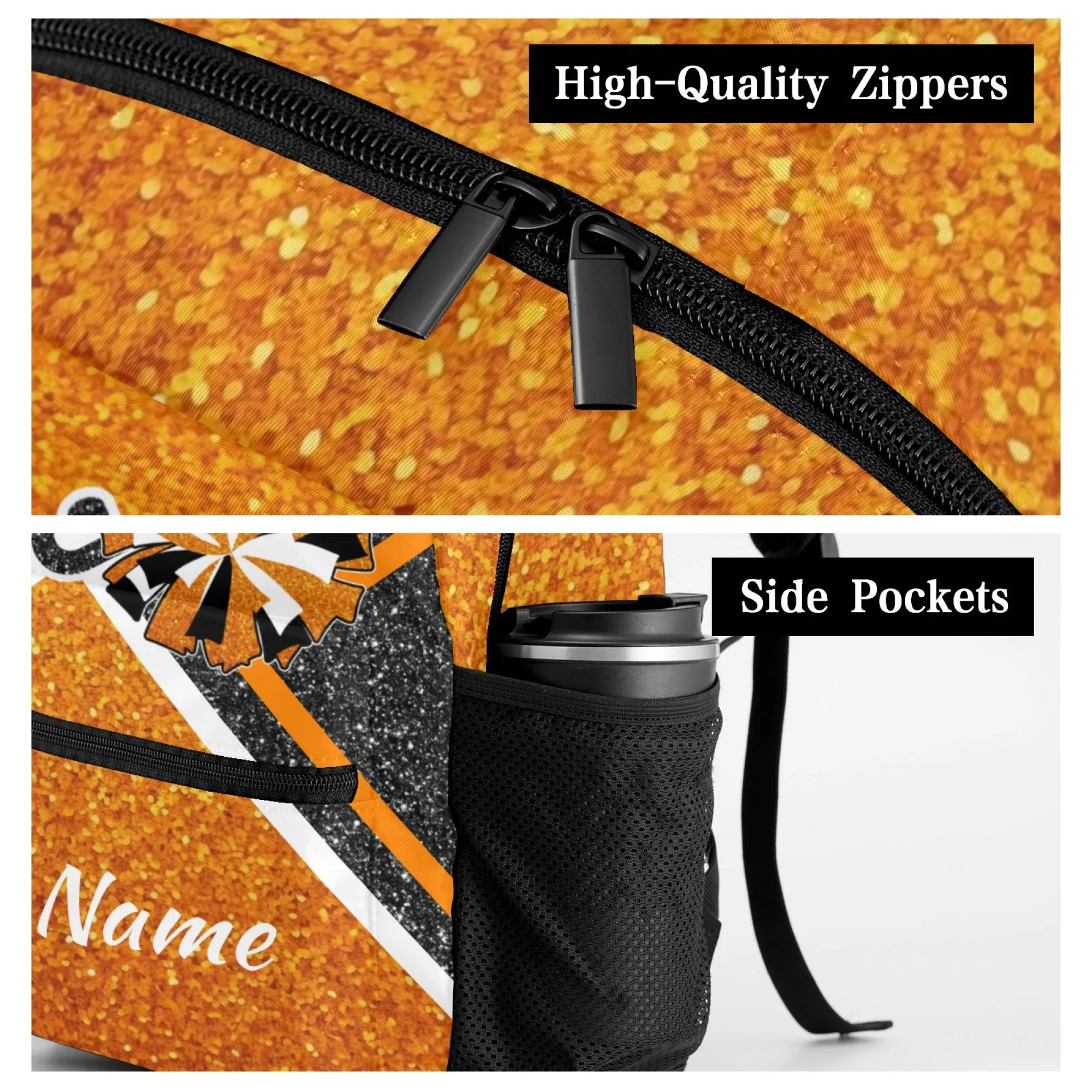 Personalized Name Cheerleaders Backpack Name Casual Bag Daypack Cheer Pom Student Backpacks