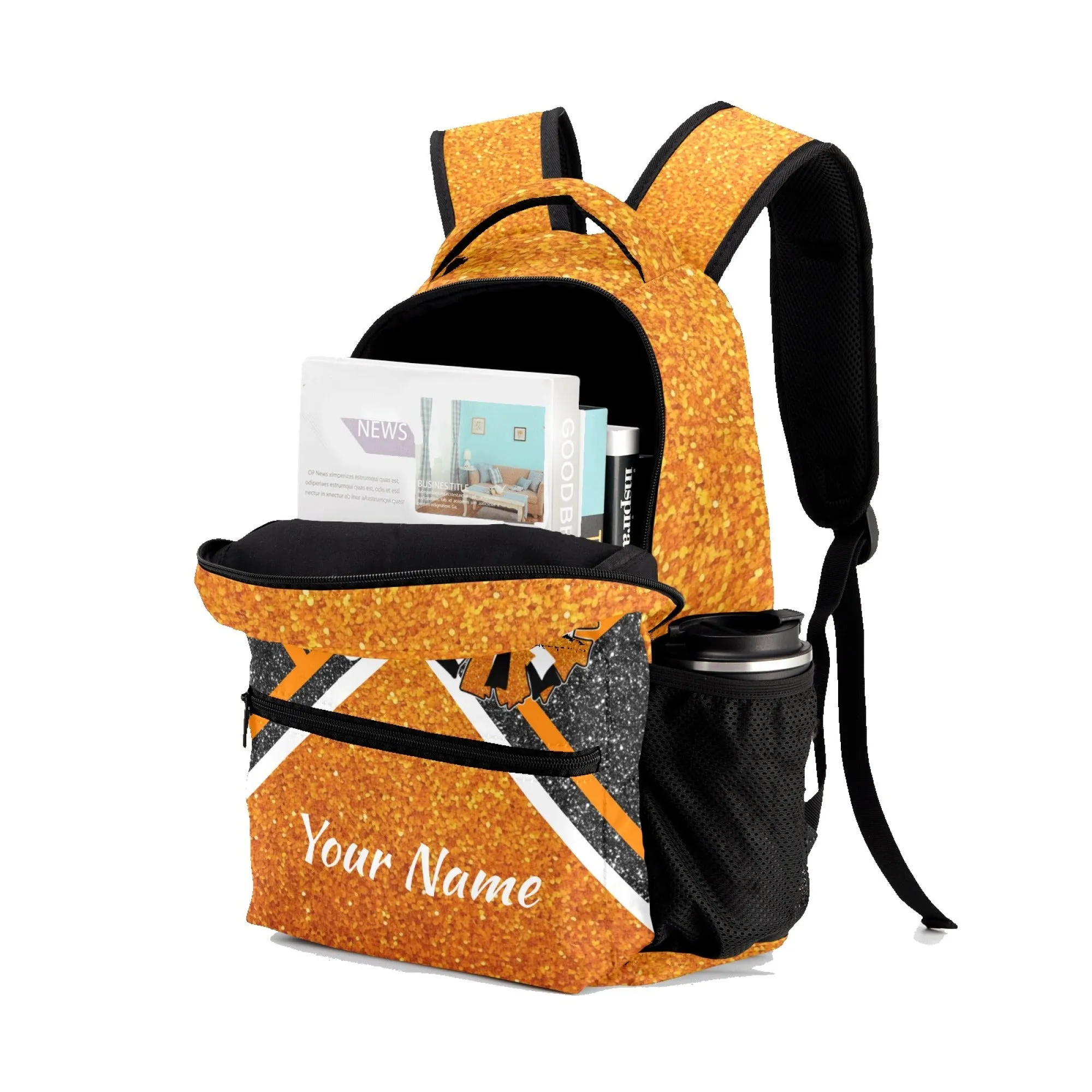 Personalized Name Cheerleaders Backpack Name Casual Bag Daypack Cheer Pom Student Backpacks