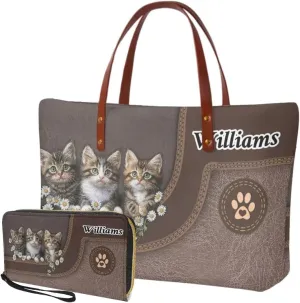 Personalized Purse and Wallet Set for Women, Customied Handbag with Leather Clutch Purse Custom Name Purse Set