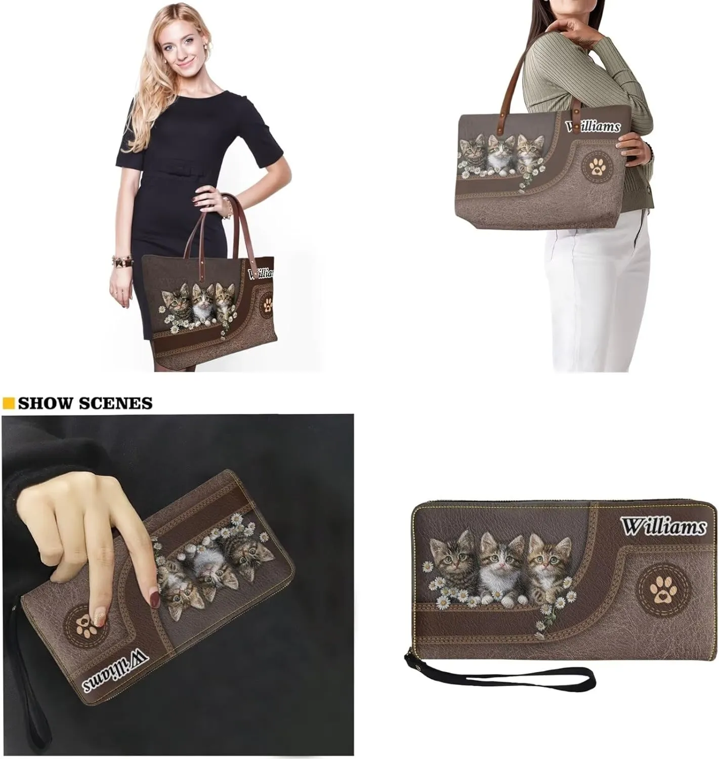 Personalized Purse and Wallet Set for Women, Customied Handbag with Leather Clutch Purse Custom Name Purse Set