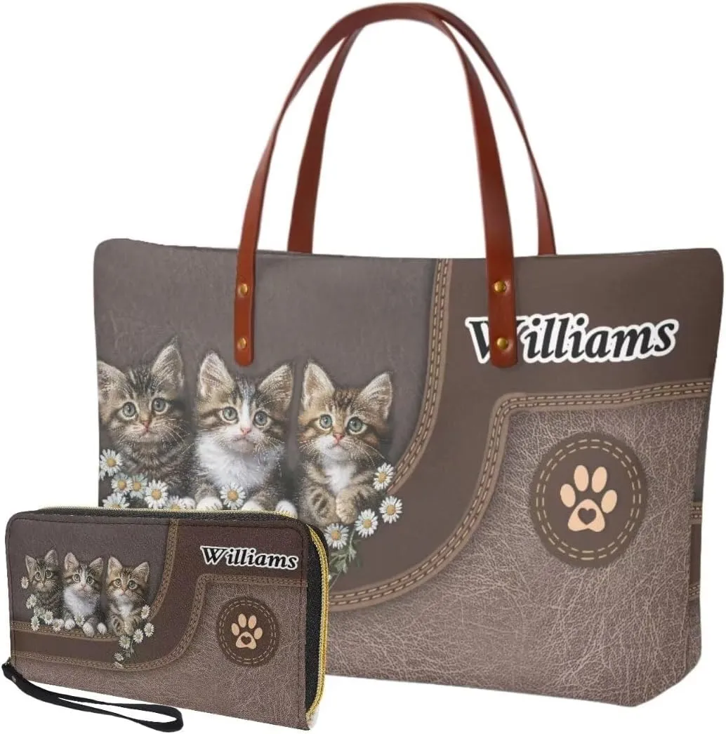 Personalized Purse and Wallet Set for Women, Customied Handbag with Leather Clutch Purse Custom Name Purse Set