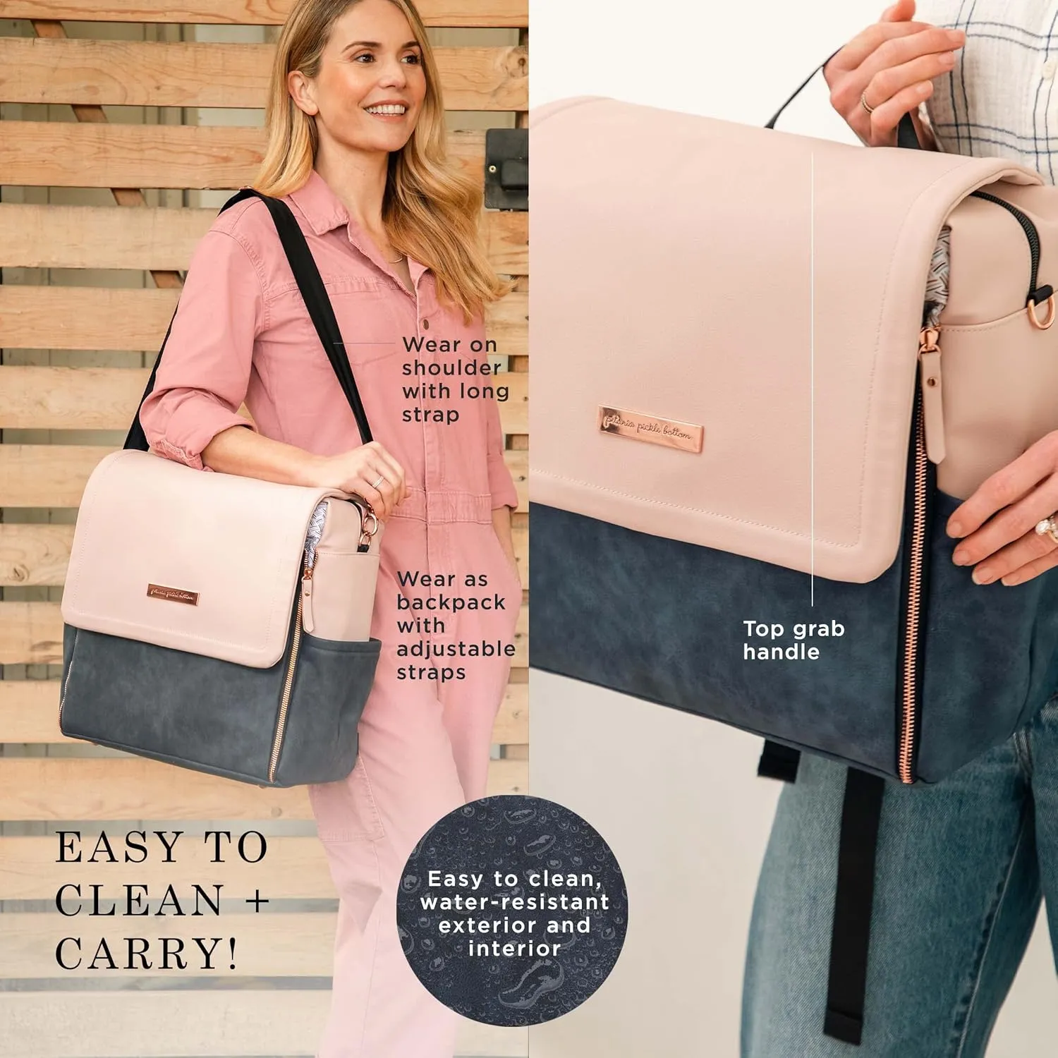 Petunia Pickle Bottom Boxy Backpack, Diaper Bag, Stylish Baby Bag, Spacious Backpack, On-The-Go Moms, Indigo Blush