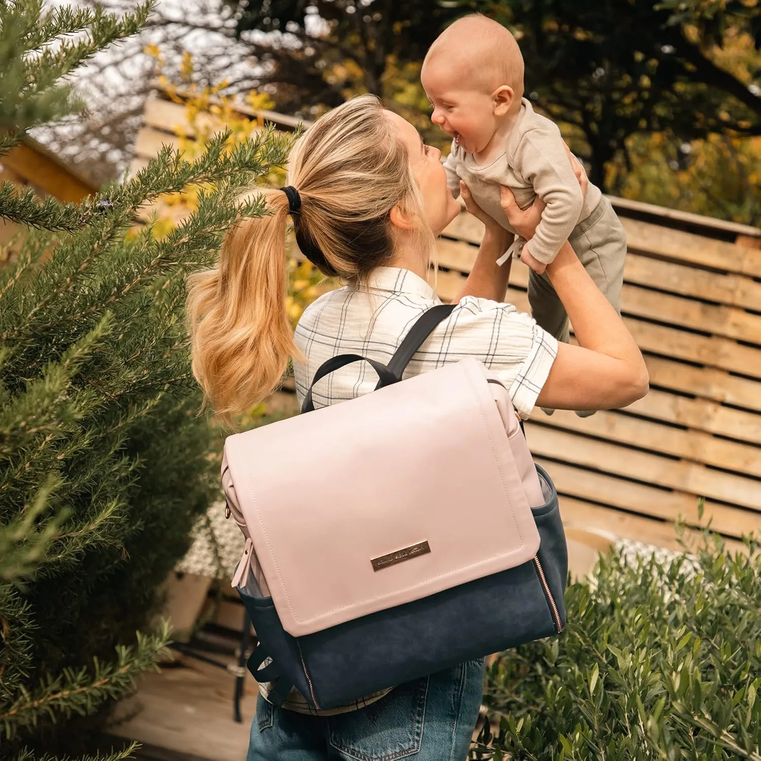 Petunia Pickle Bottom Boxy Backpack, Diaper Bag, Stylish Baby Bag, Spacious Backpack, On-The-Go Moms, Indigo Blush