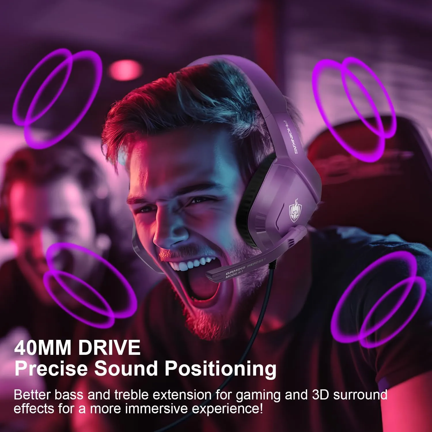 PHOINIKAS Gaming Headset for PS4, PS5, PC, Laptop, Stereo Over Ear Gaming Headphones with Noise-Canceling Mic, Gaming Headsets for XboxOne, Switch, Laptop, Mac, Phone (Purple)
