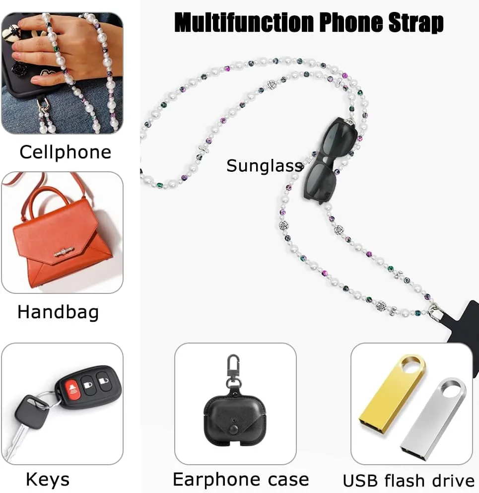 Phone Crossbody Strap, 2in1 Wrist Charm&Shoulder Lanyard,3Ways Usage Free to Assembly and Disassembly Phone Strap with Tether Patches for Most Phones Bag Purse (R)