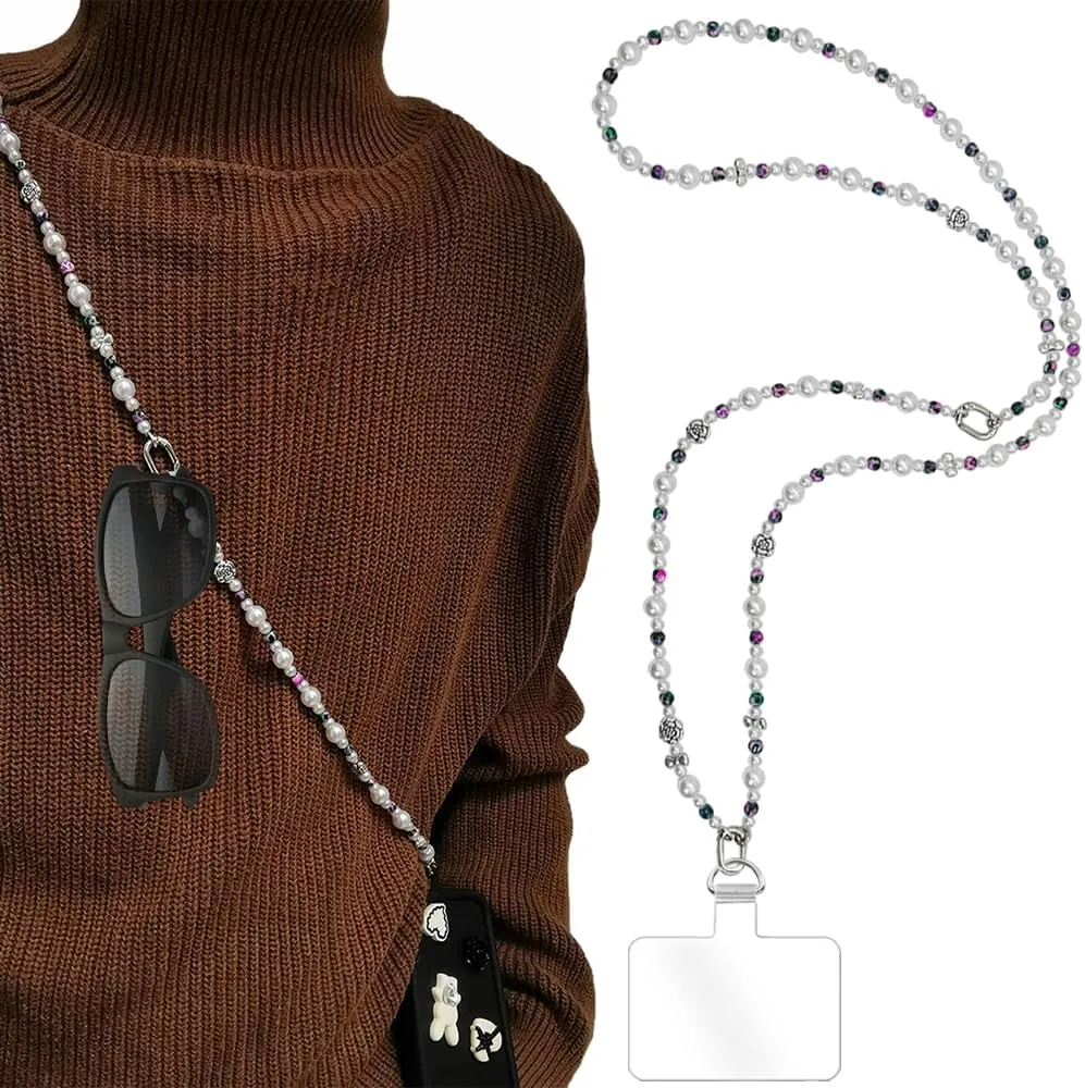 Phone Crossbody Strap, 2in1 Wrist Charm&Shoulder Lanyard,3Ways Usage Free to Assembly and Disassembly Phone Strap with Tether Patches for Most Phones Bag Purse (R)