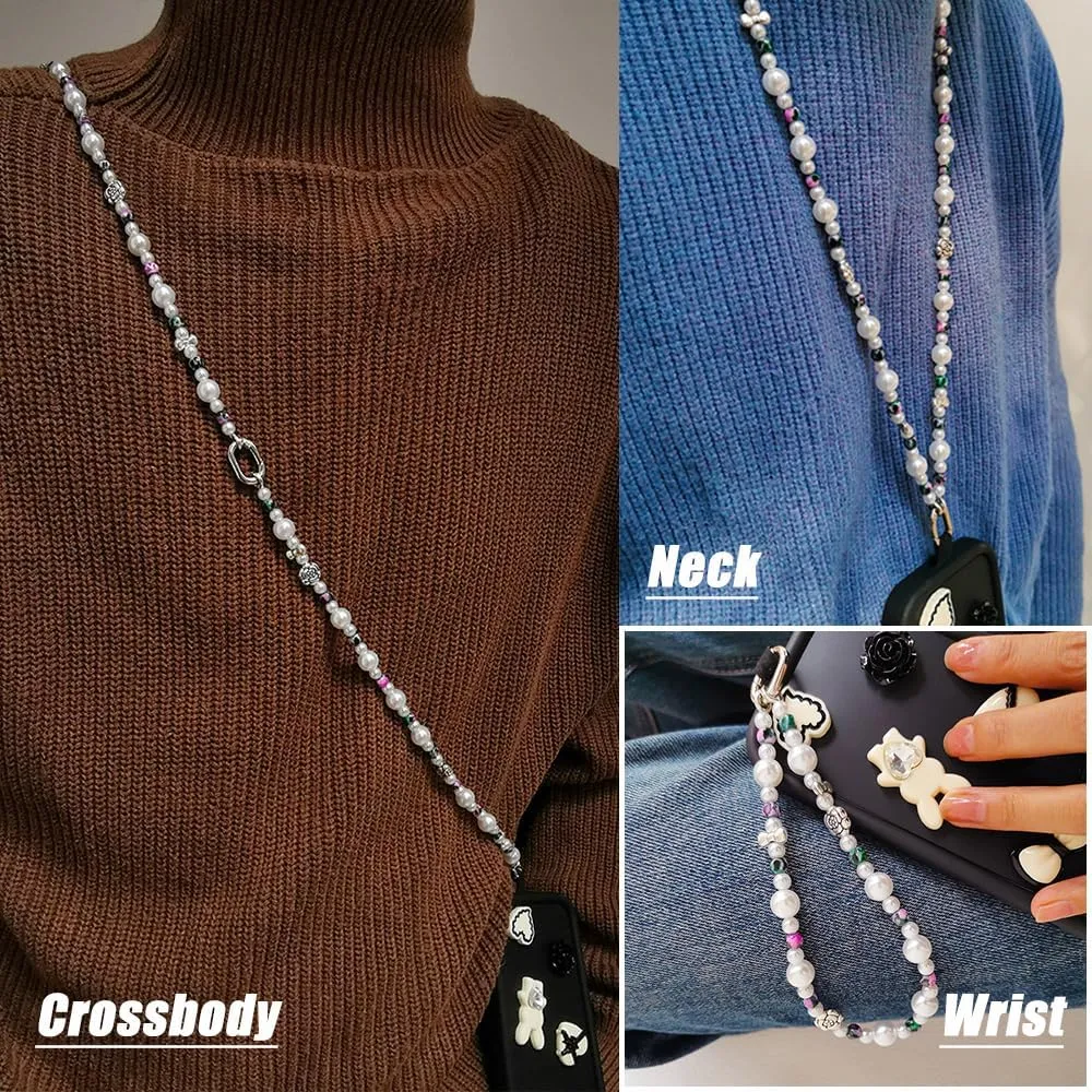 Phone Crossbody Strap, 2in1 Wrist Charm&Shoulder Lanyard,3Ways Usage Free to Assembly and Disassembly Phone Strap with Tether Patches for Most Phones Bag Purse (R)
