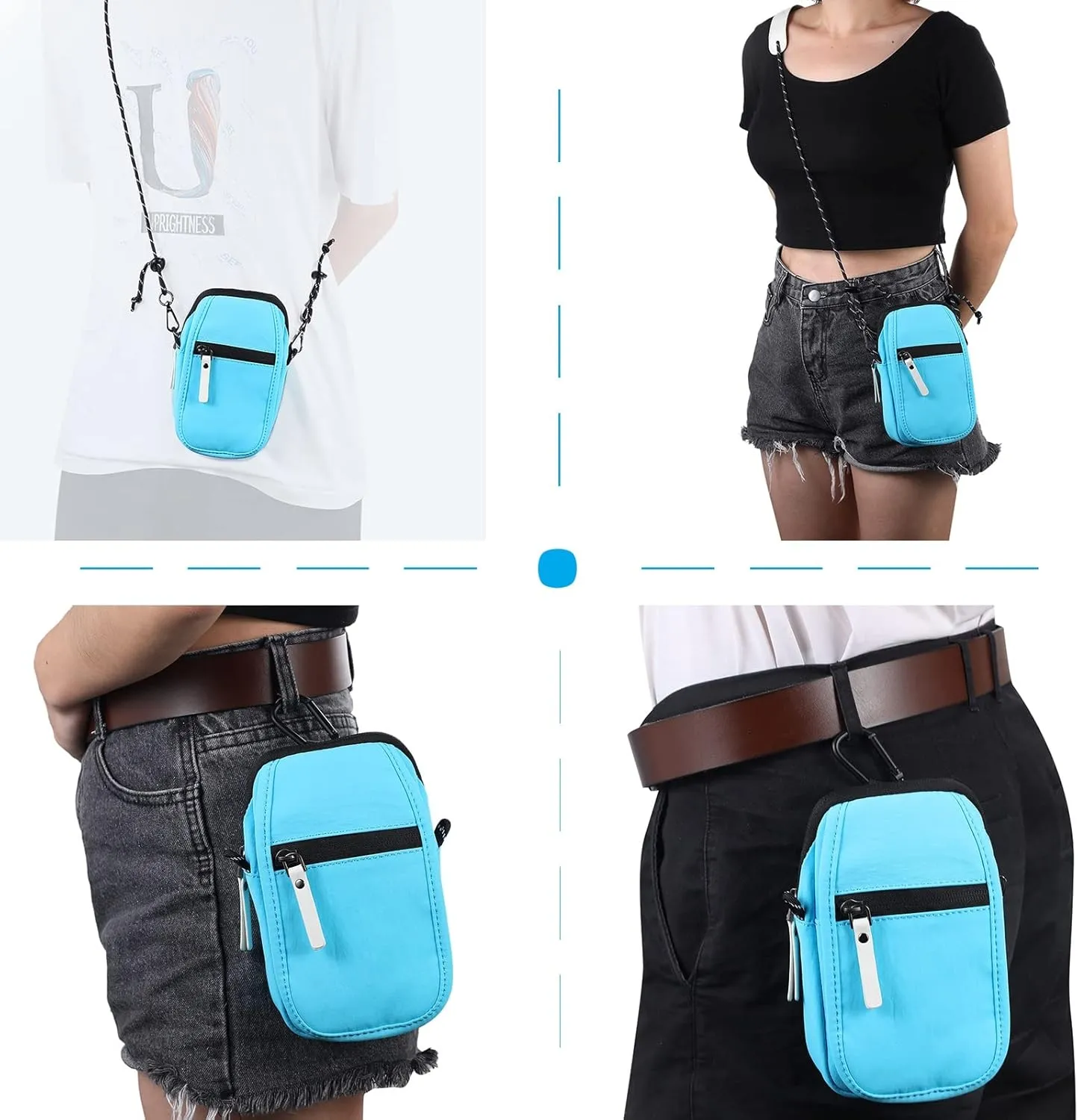 Phone Holster for Belt Small Crossbody Bag Compatible with Men,Women Phone Purse Mini Messenger Bag Shoulder Bag Carry Bag(Blue)