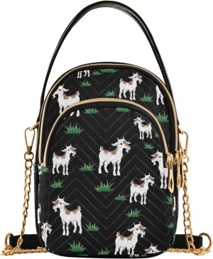 Phone Purses for Women Goats Casual Printing Shoulder Phone Purse Chain Purse for Women