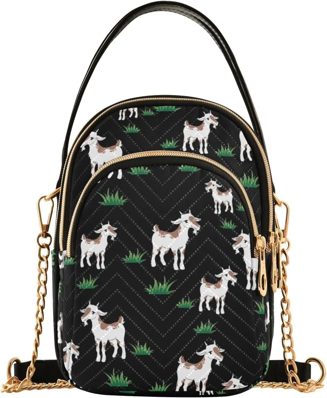 Phone Purses for Women Goats Casual Printing Shoulder Phone Purse Chain Purse for Women