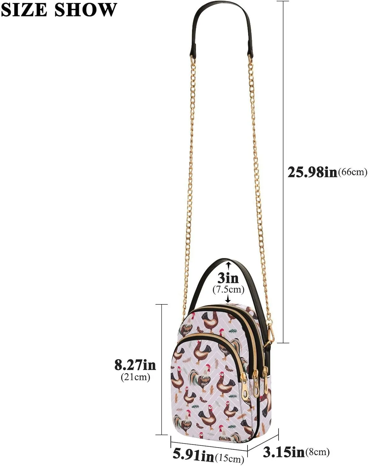 Phone Purses for Women Goats Casual Printing Shoulder Phone Purse Chain Purse for Women