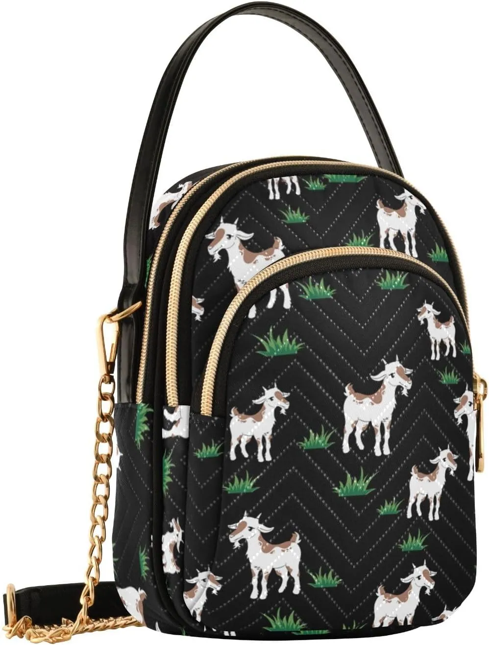 Phone Purses for Women Goats Casual Printing Shoulder Phone Purse Chain Purse for Women