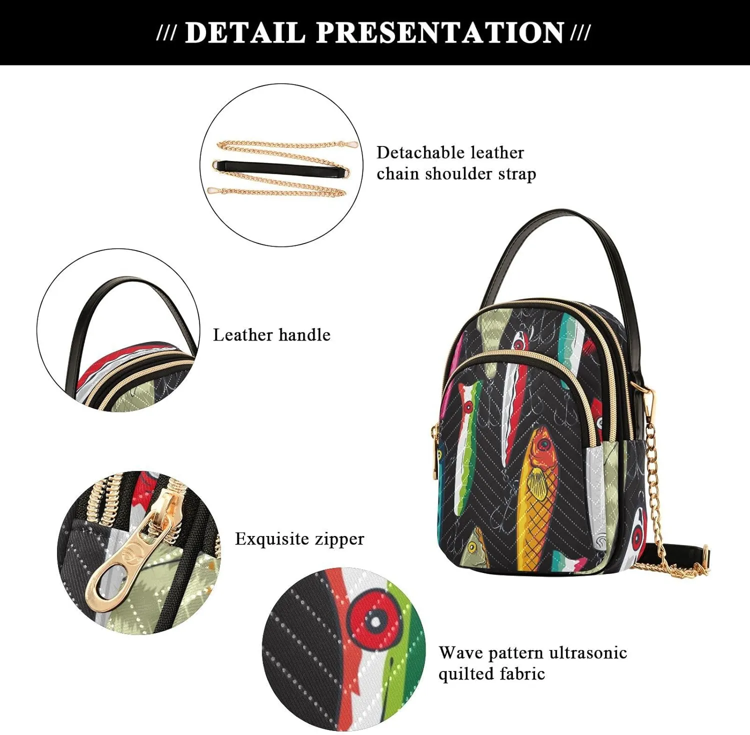Phone Purses for Women Goats Casual Printing Shoulder Phone Purse Chain Purse for Women