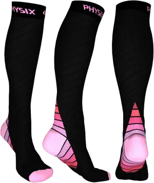 Physix Gear Compression Socks 20-30 mmHg - Men & Women - Running, Nurses, Shin Splints, Flight, Travel