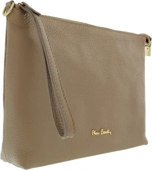 Pierre Cardin Grey Leather Simple Everyday Small Clutch Crossbody Pouch for womens