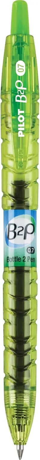 PILOT B2P Colors - Bottle To Pen Refillable & Retractable Rolling Ball Gel Pen Made From Recycled Bottles, Fine Point, Lime Green G2 Ink/Barrel, 12-Pack (36624)