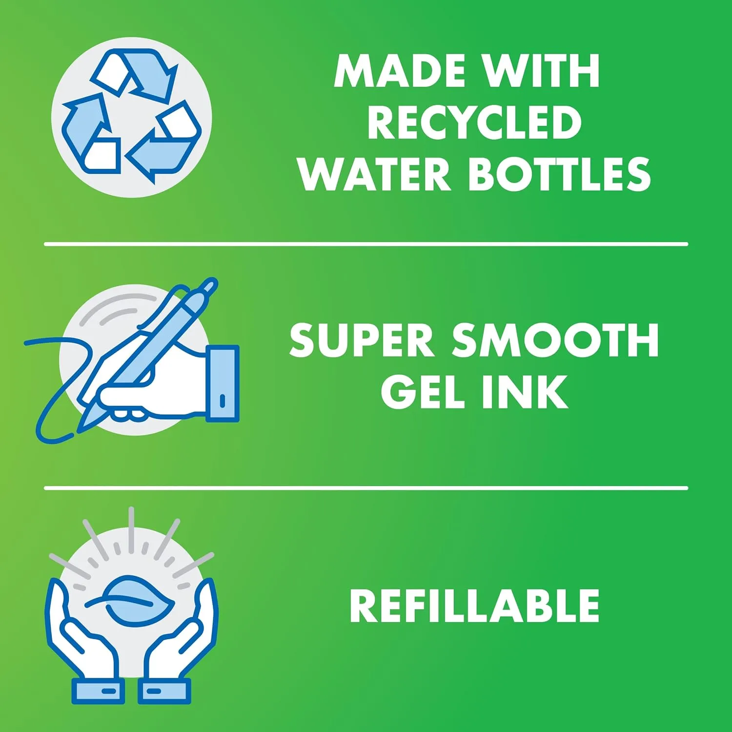 PILOT B2P Colors - Bottle To Pen Refillable & Retractable Rolling Ball Gel Pen Made From Recycled Bottles, Fine Point, Lime Green G2 Ink/Barrel, 12-Pack (36624)