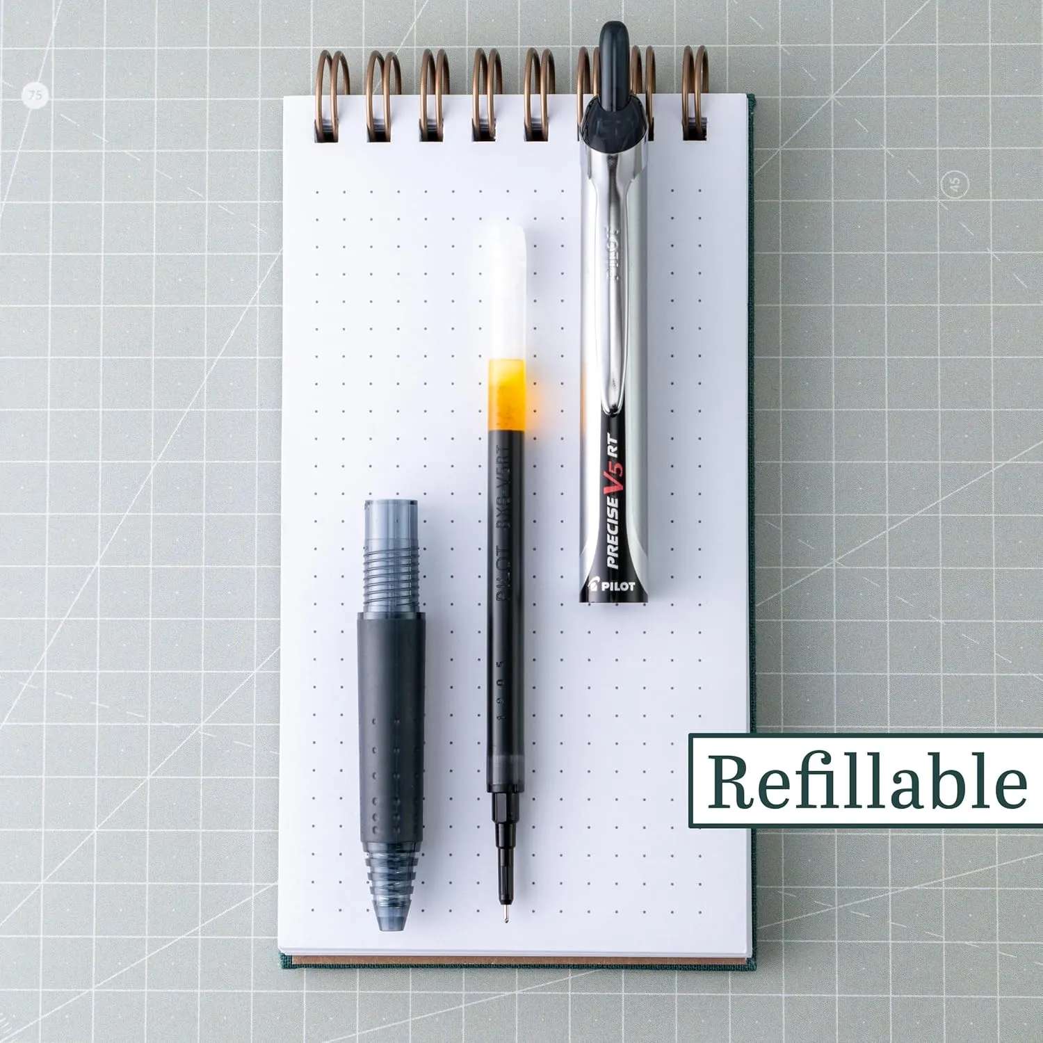 PILOT Precise V5 Retractable Rolling Ball Pen with Liquid Ink, Extra Fine Point (0.5mm) Black Ink, 8 Pens