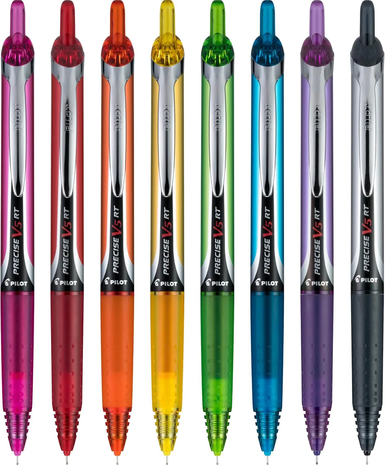 PILOT Precise V5 RT Extra-Fine Premium Retractable Rolling Ball Pens, 0.5mm, Assorted Colors, 8 Count (11890)