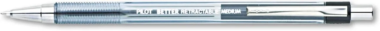 Pilot The Better Ball Point Pen Refillable & Retractable Ballpoint Pens, Medium Point, Black Ink, 12-Pack (30005)