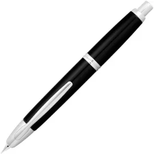 PILOT Vanishing Point Collection Refillable & Retractable Fountain Pen, Black Barrel with Rhodium Accents, Blue Ink, Medium Nib (60242)