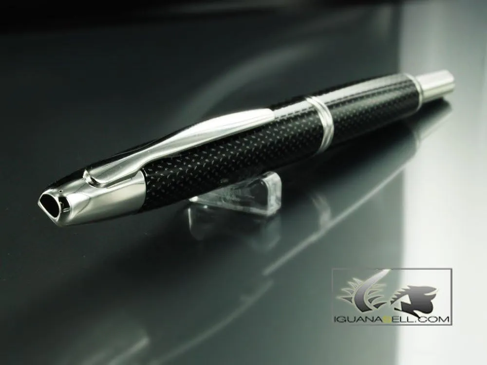 PILOT Vanishing Point Collection Refillable & Retractable Fountain Pen, Black Carbonesque Barrel with Rhodium Accents, Blue Ink, Medium Nib (60246)
