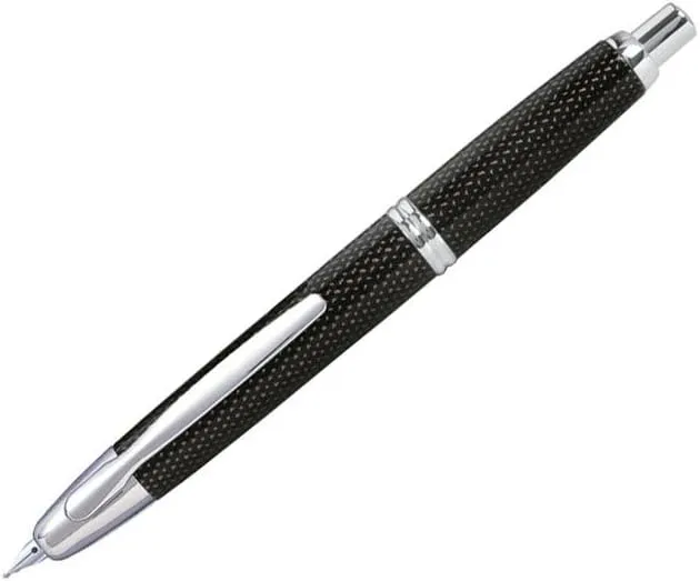 PILOT Vanishing Point Collection Refillable & Retractable Fountain Pen, Black Carbonesque Barrel with Rhodium Accents, Blue Ink, Medium Nib (60246)