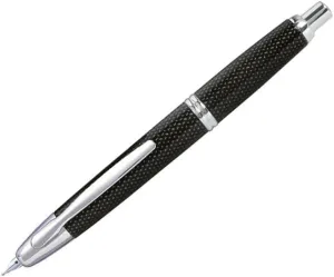 PILOT Vanishing Point Collection Refillable & Retractable Fountain Pen, Black Carbonesque Barrel with Rhodium Accents, Blue Ink, Medium Nib (60246)