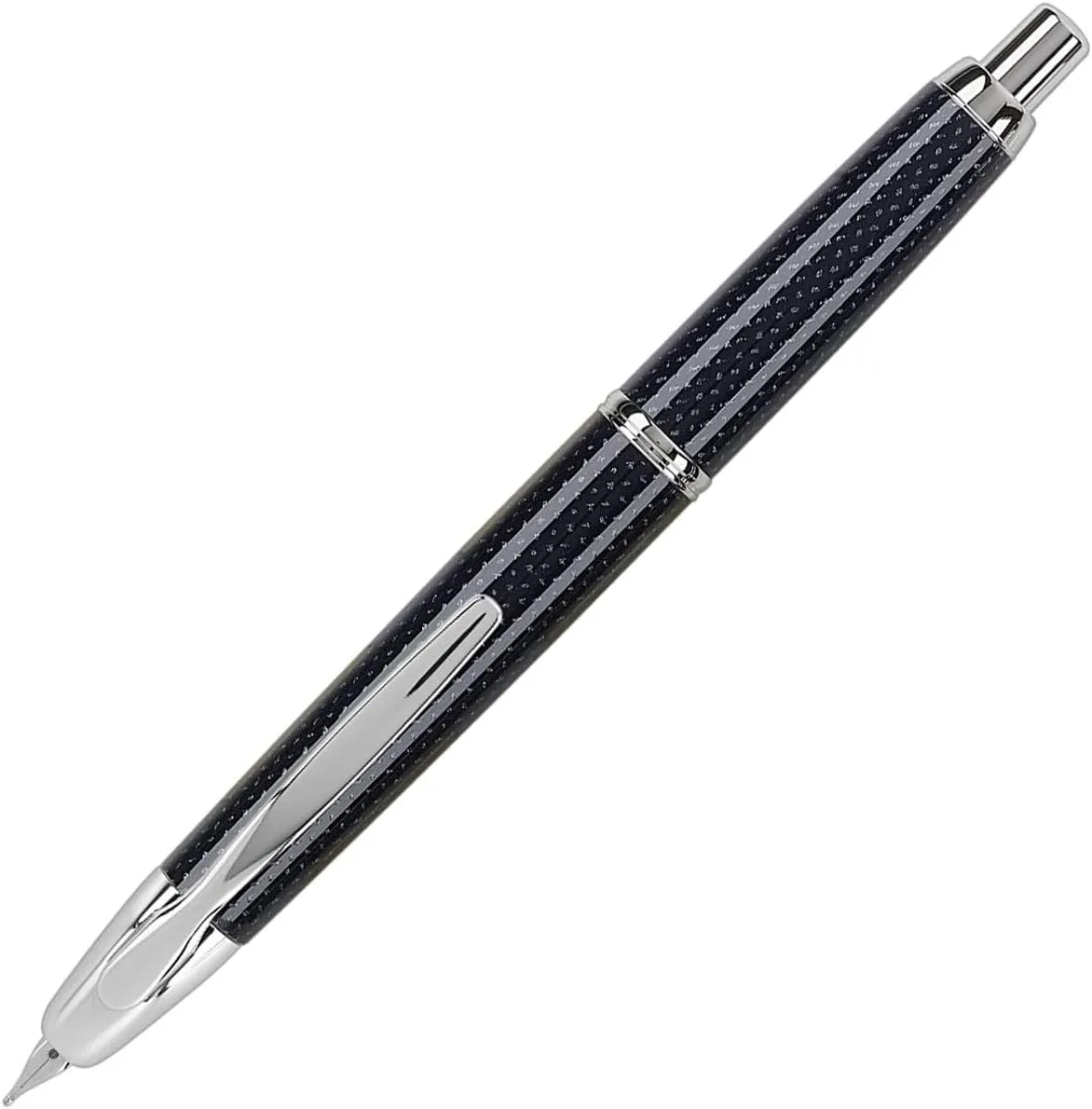 PILOT Vanishing Point Collection Refillable & Retractable Fountain Pen, Blue Carbonesque Barrel with Rhodium Accents, Blue Ink, Medium Nib (60249)