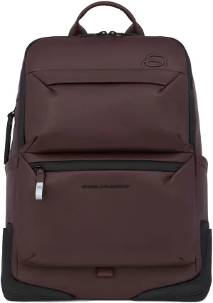 PIQUADRO Leather Backpack 14 Inch Corner 2.0, bordeaux