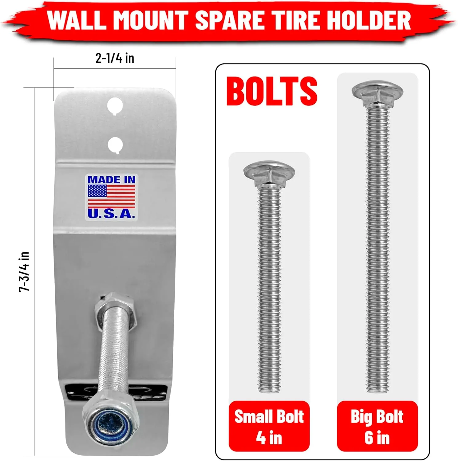 Pit Posse 802 Spare Tire Carrier Wall Mount Bracket for Enclosed Trailer - Made in USA - Wheel Mounted Aluminum Holder Rack Universal Fit for Utility Cargo Race Trailers, Van, Truck Storage Organizer