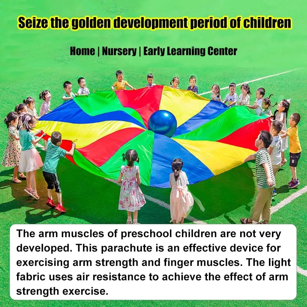 Play Parachute Nursery Parachute Games | School Sports Day Parachute Games | Tear Resistant 210T Polyester Taffy Fabric(12m/39.3ft)