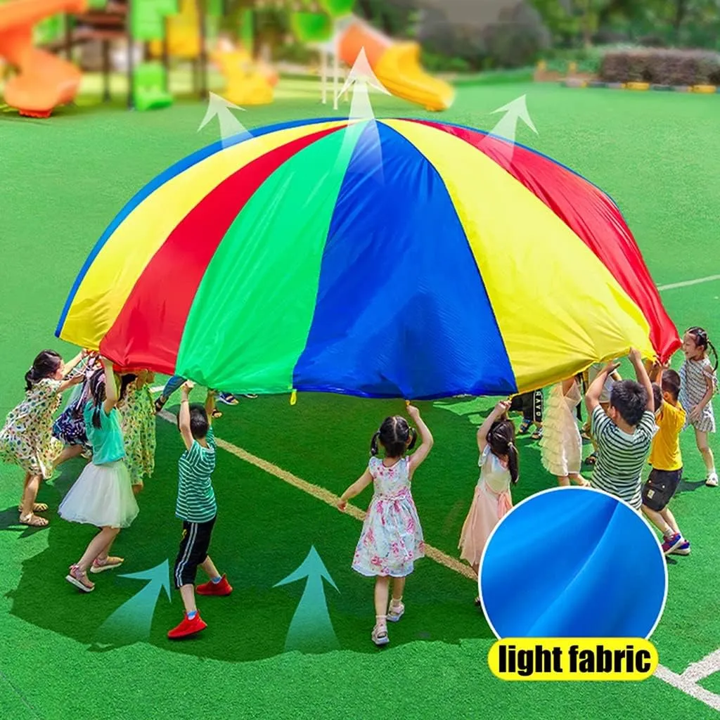 Play Parachute Nursery Parachute Games | School Sports Day Parachute Games | Tear Resistant 210T Polyester Taffy Fabric(12m/39.3ft)